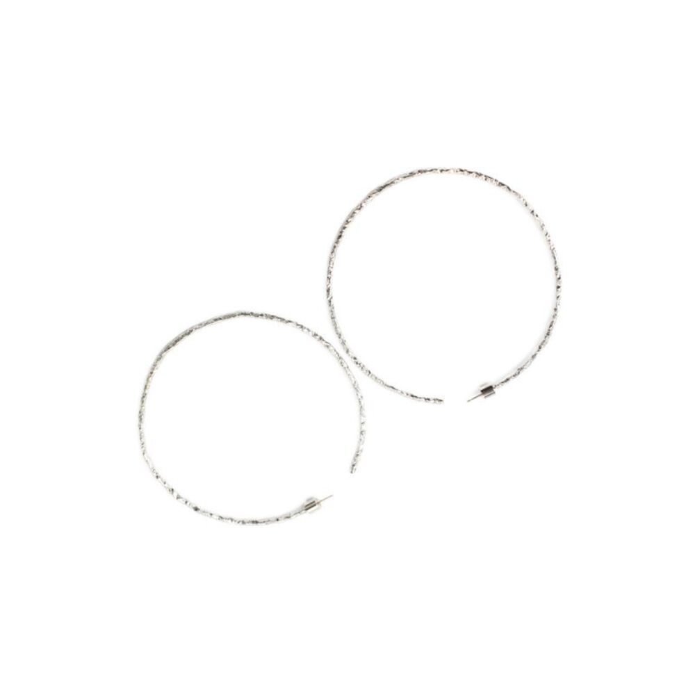 Jennifer Fisher Womens Silver Tone + 14K Posts XL Textured Hoops 3"